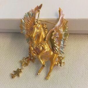 Golden Pegasus Winged Unicorn Pin Brooch From KIRK'S FOLLY, Gold and Irridescent